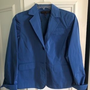 Bright blue short jacket, satiny sheen
